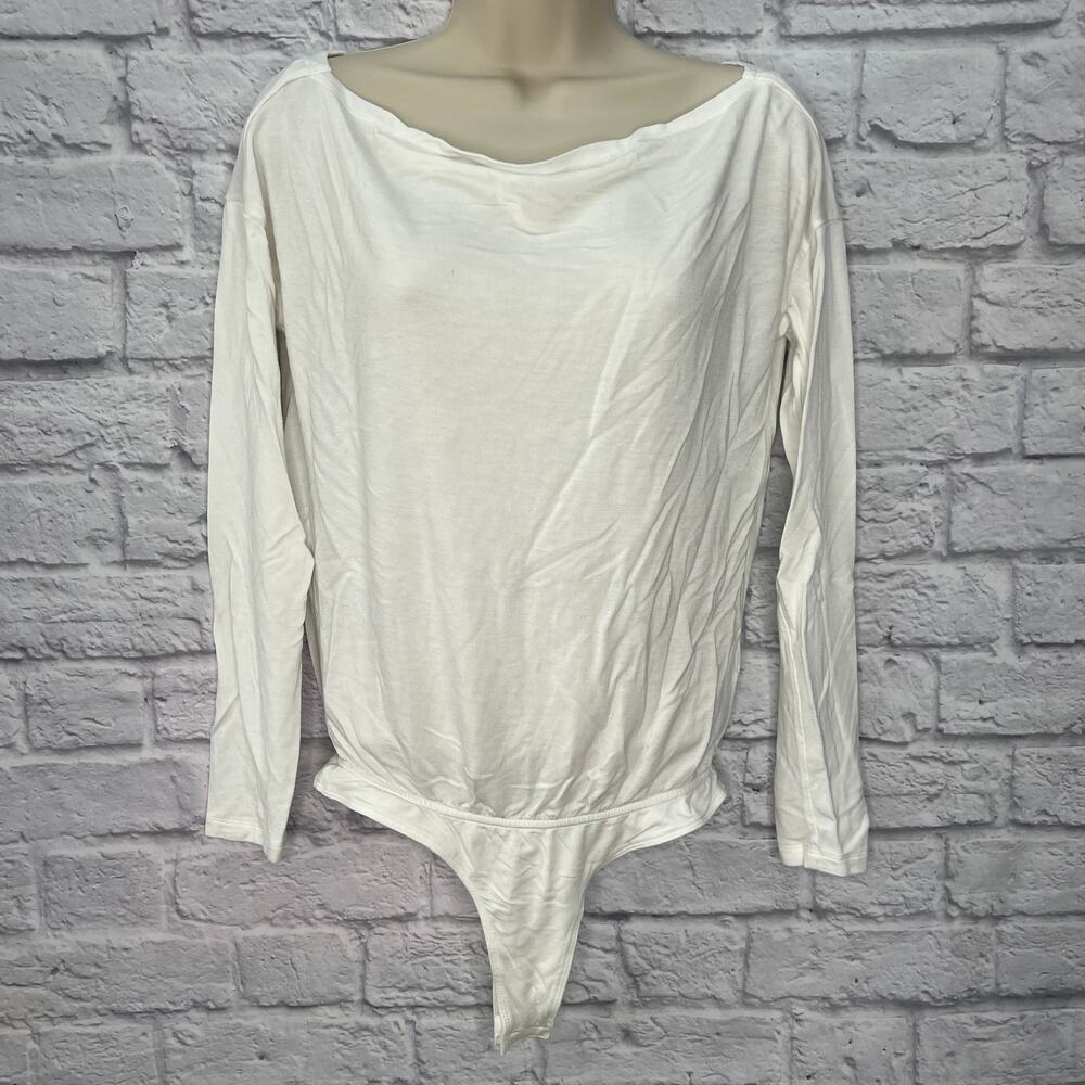 Paige Boatneck Long Sleeve Bodysuit Womens Size XS White Off Shoulder